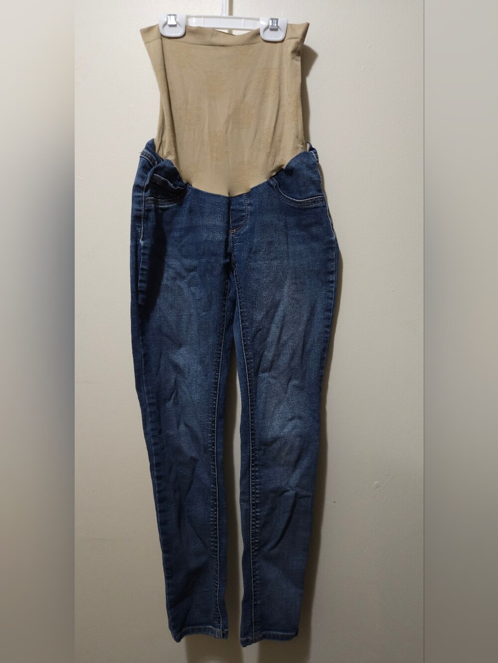 Jessica Simpson Blue Maternity Jeggings with Tan Panel